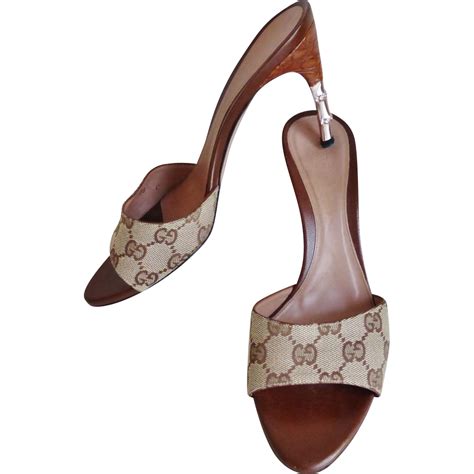 gucci mules crystal gs bamboo heels|Gucci Mules for Women .